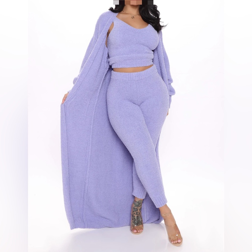 New Cozy Lavender 3-Piece Knit Loungewear Set